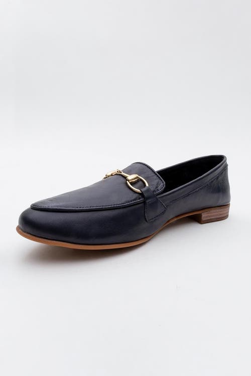 Forever & Always Shoes Rory Leather Bit Loafer In Dark Blue Leather