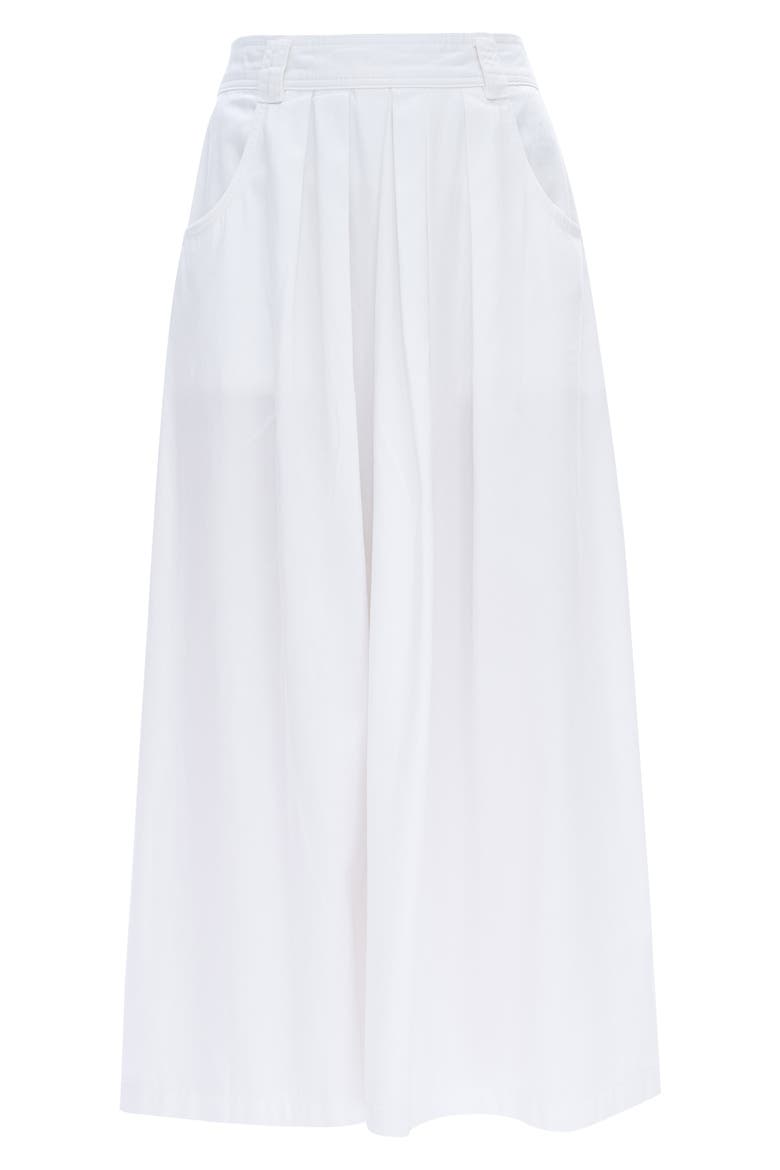 Pleated Denim Midi skirt, Alternate, color, WHITE