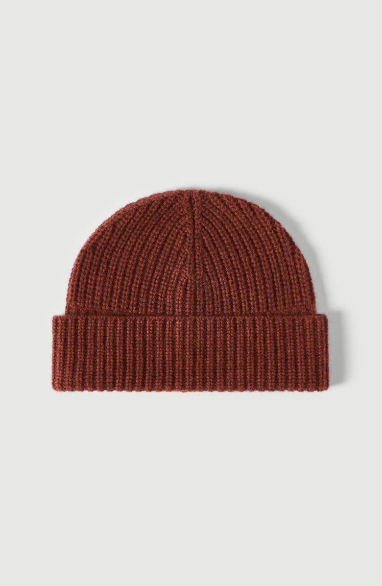 Brunello Cucinelli Cashmere English rib knit beanie, Main, color, Firebrick