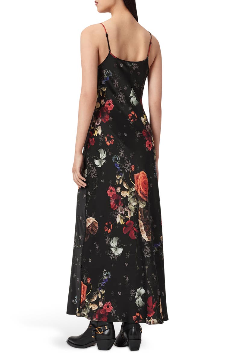 AllSaints Bryony Satin Slipdress, Alternate, color, Haze Black