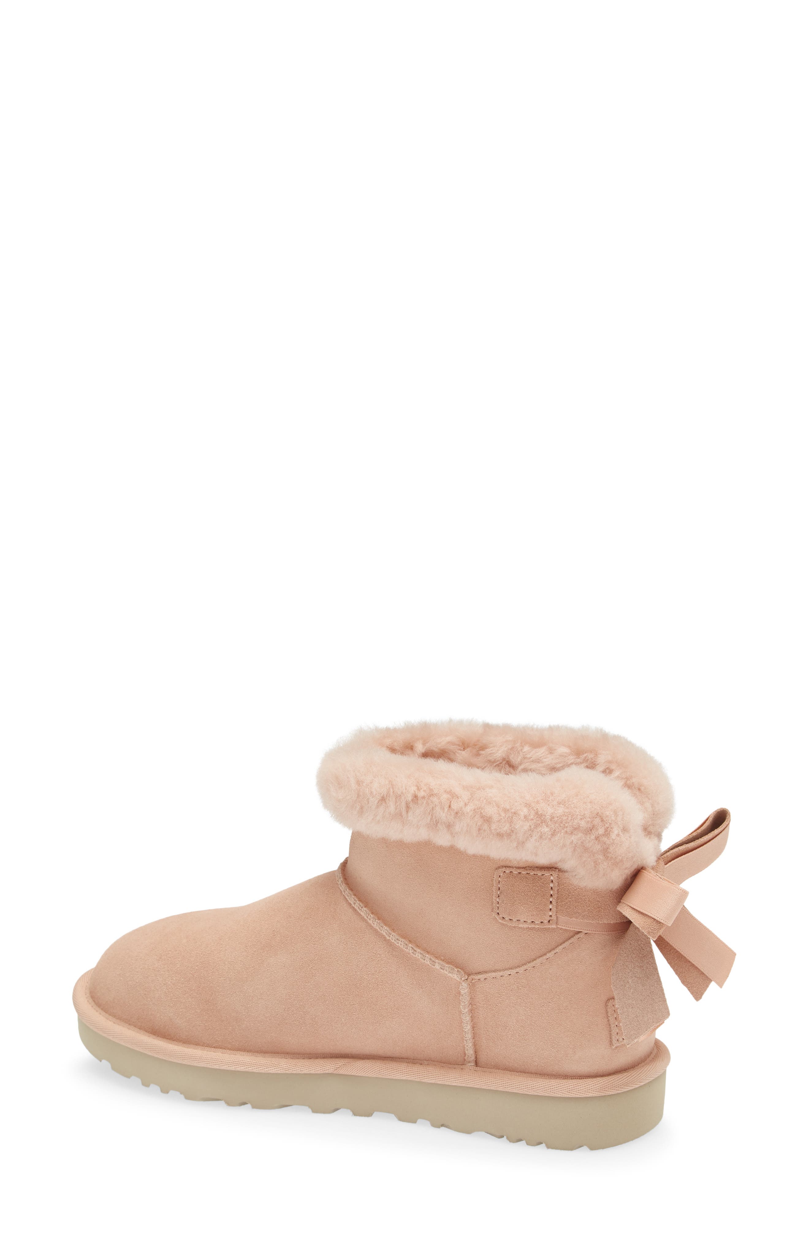 Mini Bailey Bow Faux Shearling Boot, Alternate, color, MILK TEA