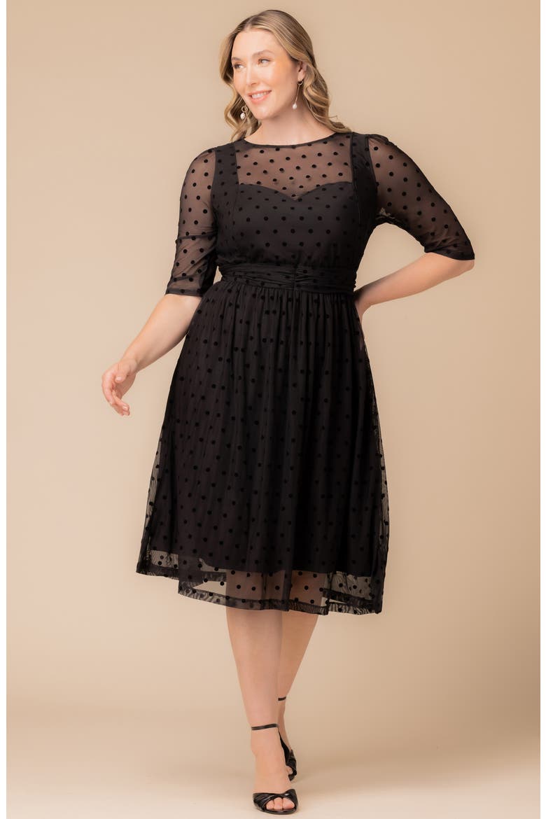 Vita Cocktail Dress, Alternate, color, NOIR DOT