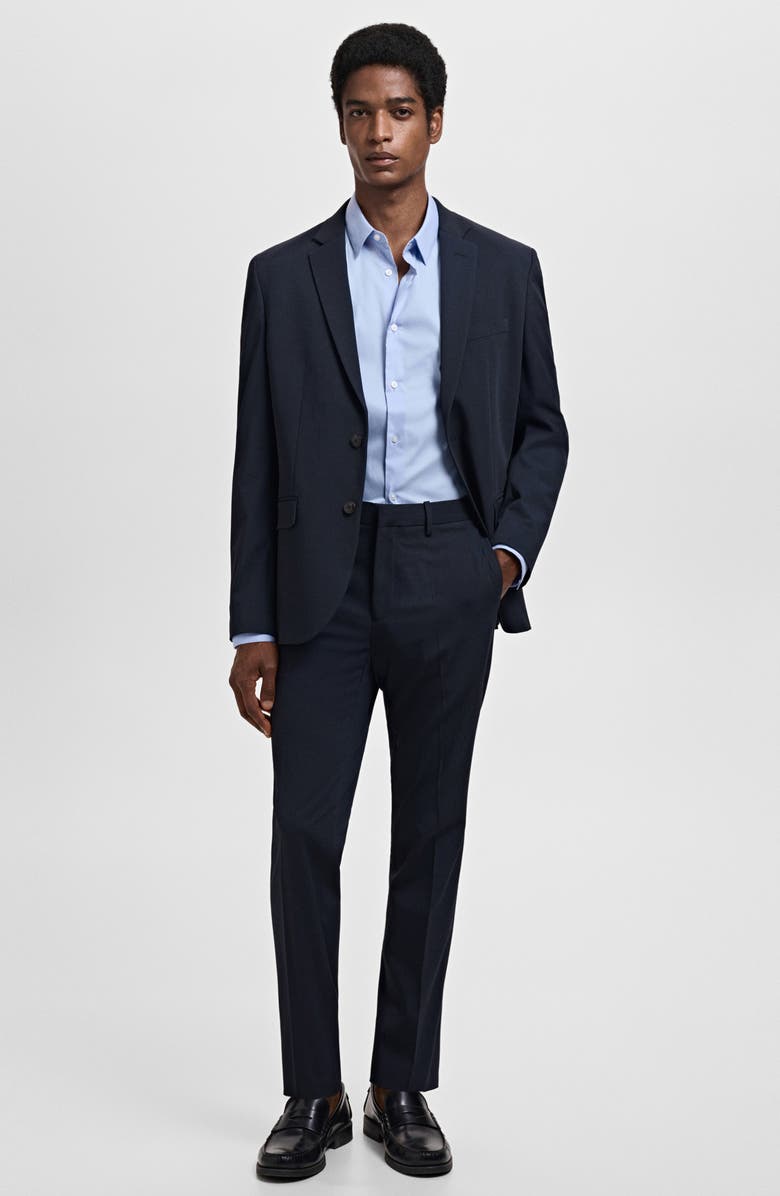 MANGO Slim Fit Cotton Button-Up Shirt, Alternate, color, Black