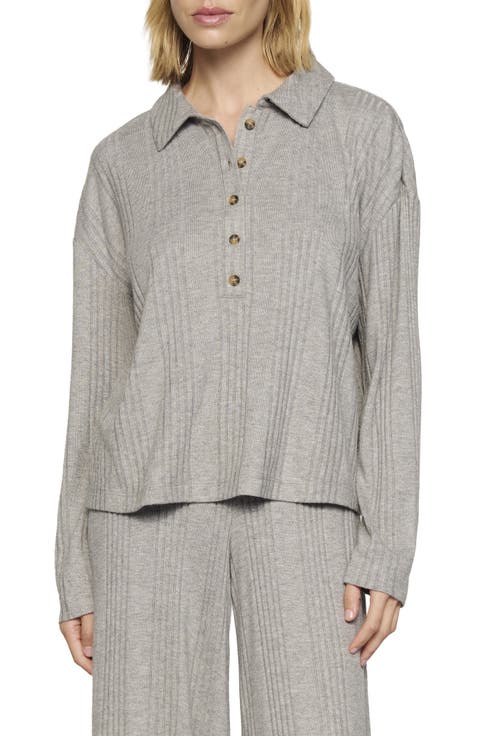 Variegated Rib Long Sleeve Polo