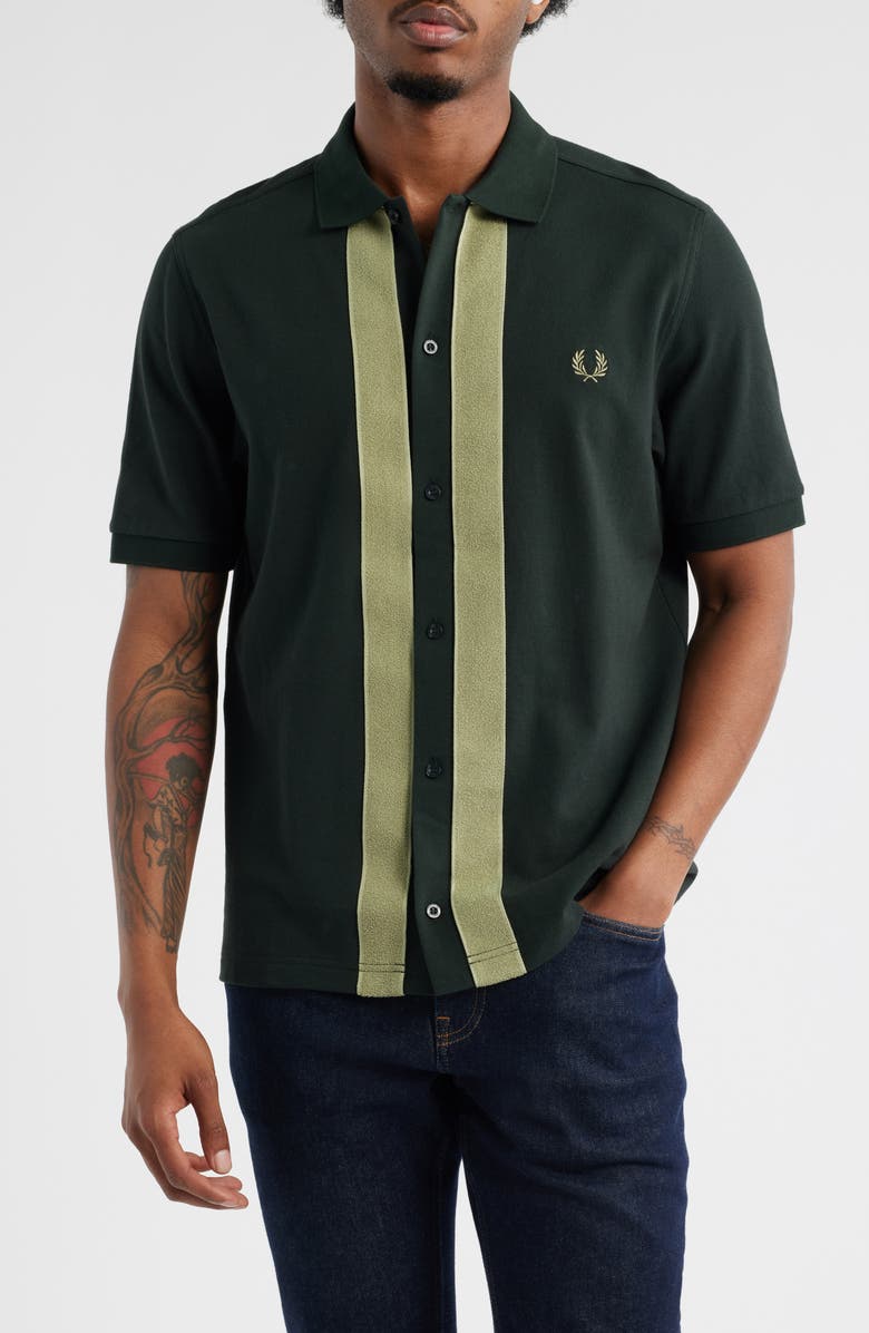 Fred Perry Chenille Tape Button-Up Shirt, Main, color,