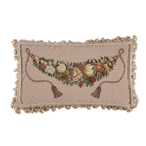 Melons & Grapes Petit Point Wool Blend Decorative Accent Pillow