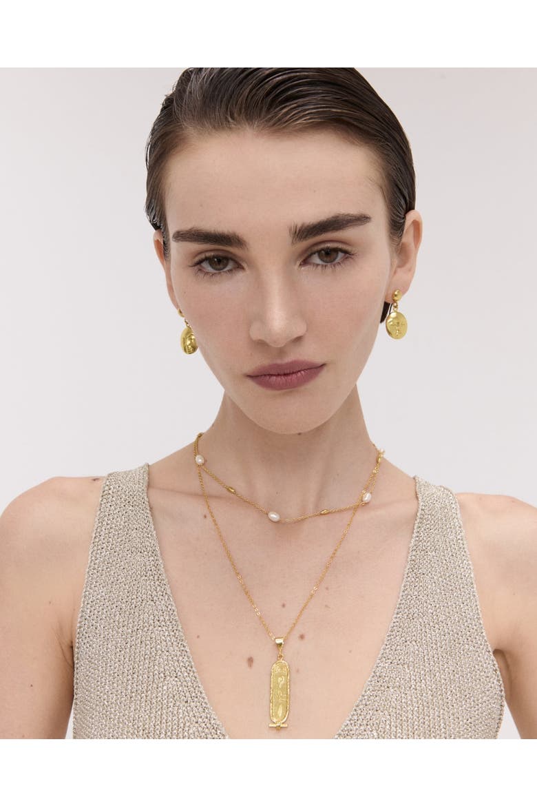 Lyra Pearl Beaded Necklace, Alternate, color, Gold