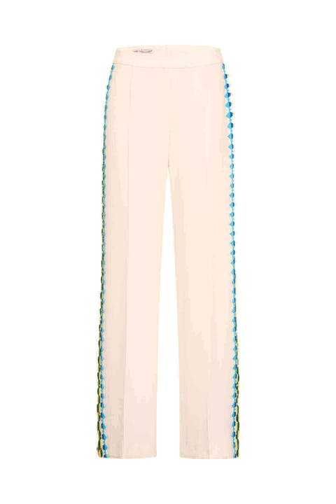 Wide Leg Trousers With Macrame Ribbons