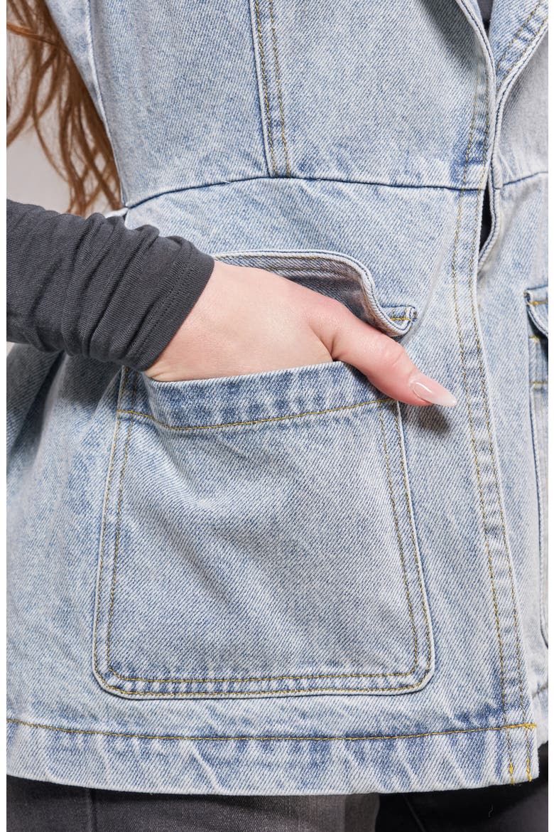 Ryn Denim Peplum Vest, Alternate, color, DENIM