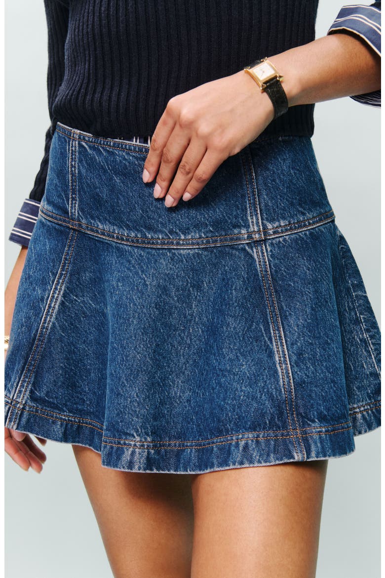 Bentley Denim Miniskirt, Alternate, color, CLEARY