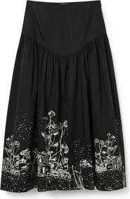 Desigual Landscape Poplin Midi Skirt