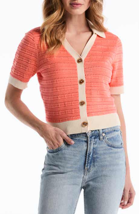 Laundry by Shelli Segal Cotton Blend Polo Cardigan