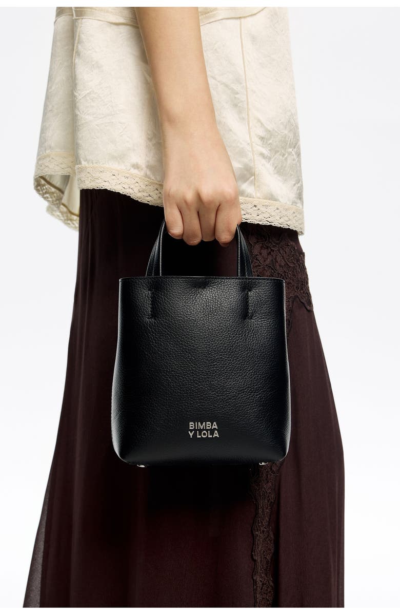 Bimba y Lola Mini Leather Chihuahua Bag, Alternate, color, Black