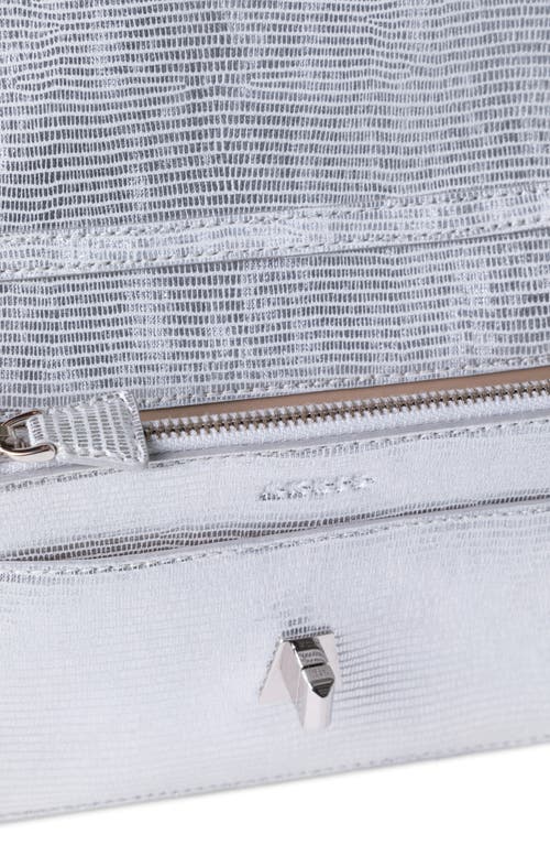 Akris Anouk Lizard Embossed Leather Envelope Wallet On A Chain In Metallic