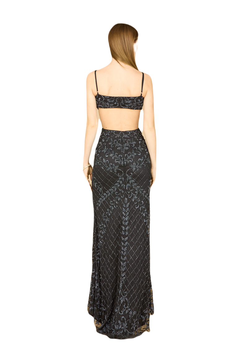 Countess Beaded Gown, Alternate, color, BlackGunmetal