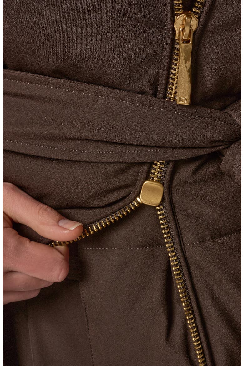 Water Resistant Belted Puffer Coat, Alternate, color, ESPRESSO