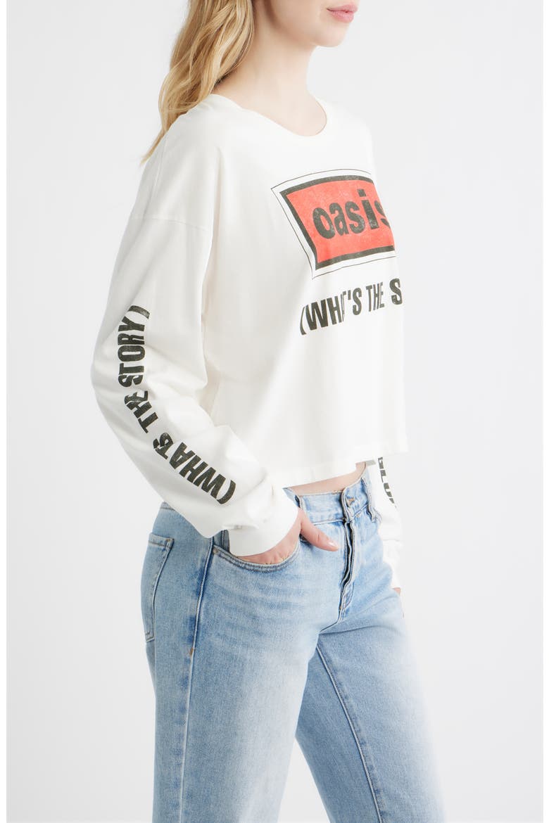 Oasis Long Sleeve Crop Graphic T-Shirt, Alternate, color, VINTAGE WHITE