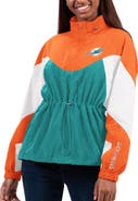 G-III 4HER BY CARL BANKS Women's G-III 4Her by Carl Banks Aqua/Orange Miami Dolphins Tie Breaker Lightweight Quarter-Zip Jacket