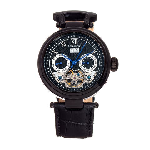 Ganzi Semi-Skeleton Leather-Band Watch