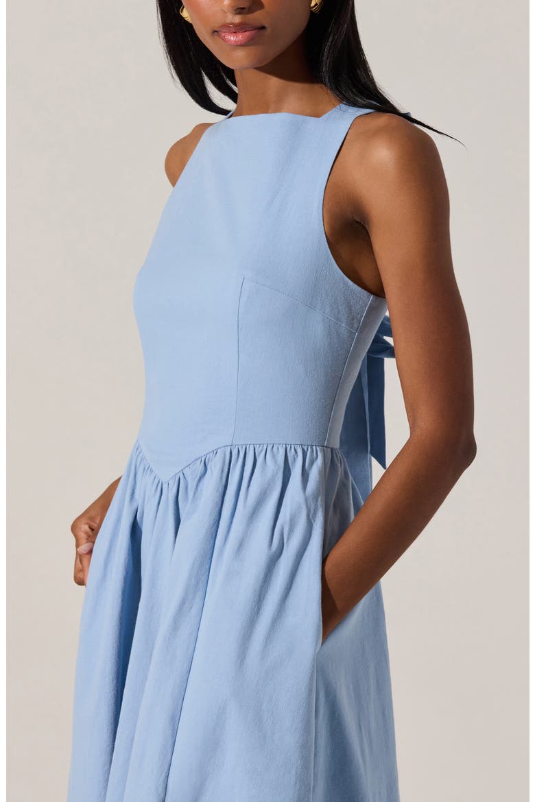 Bow Back A-Line Dress, Alternate, color, BLUE