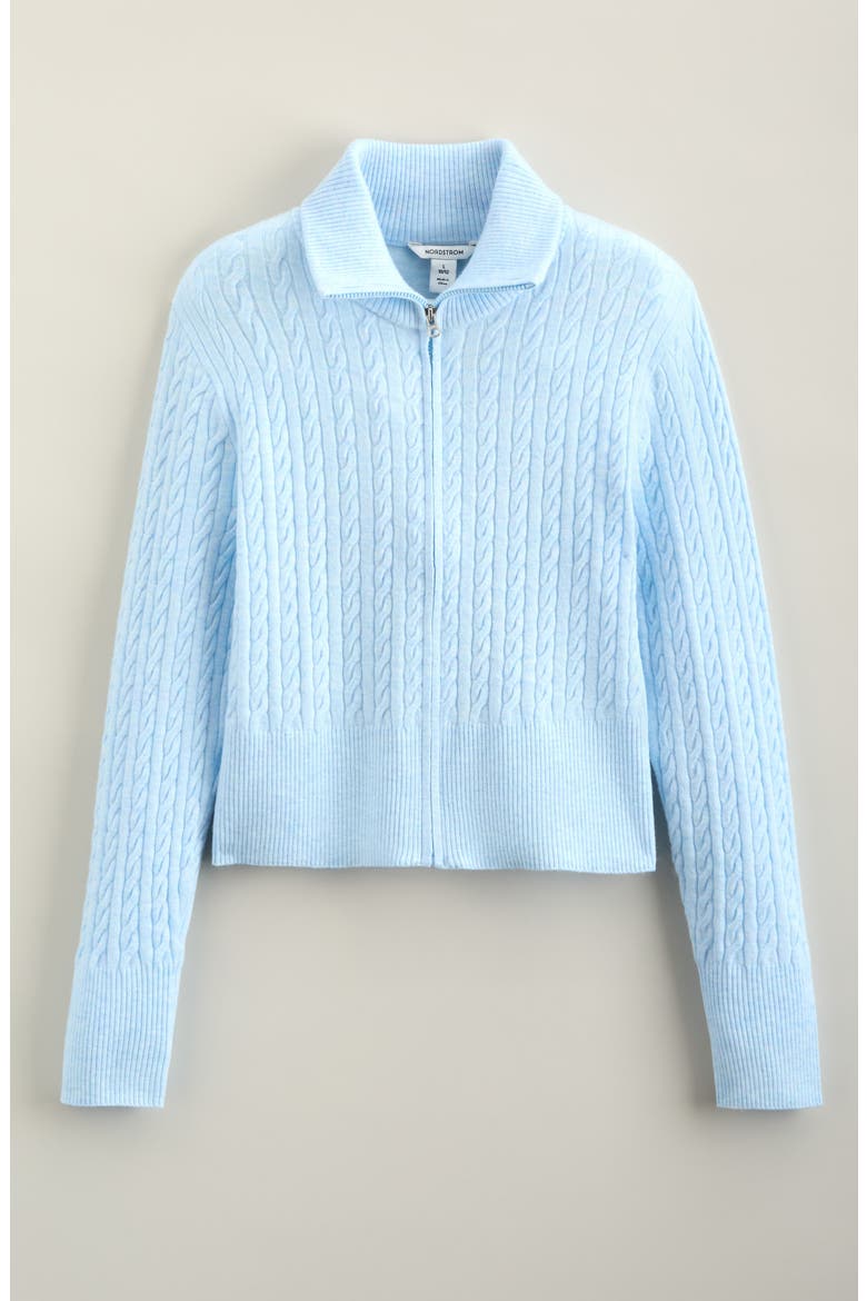 Kids' Cable Knitted Zip Cardigan, Main, color, BLUE DIAMOND