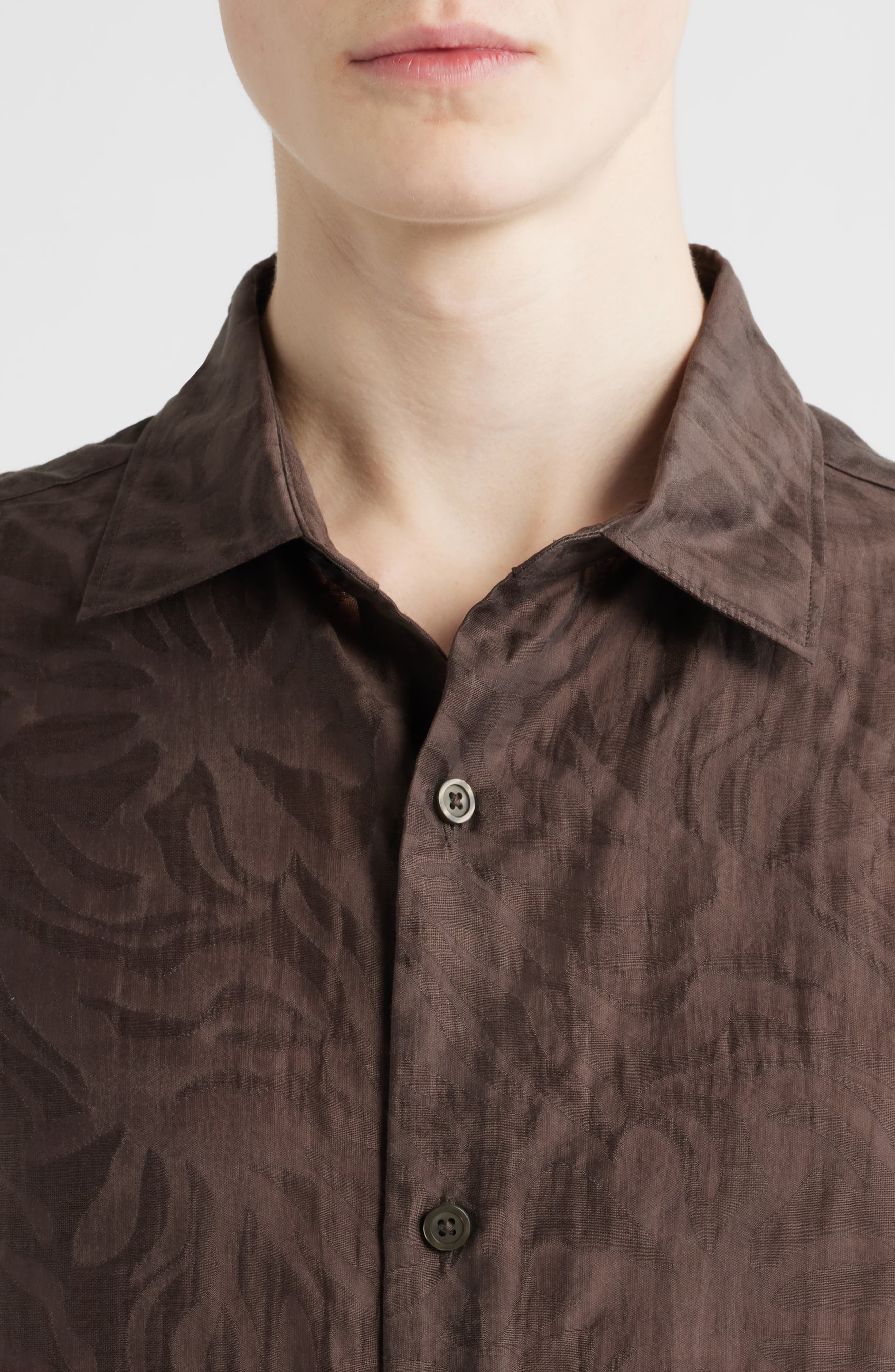Sunburst Jacquard Short Sleeve Button-Up Shirt - image 2