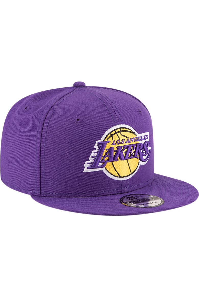 Men's New Era Purple Los Angeles Lakers Official Team Color 9FIFTY Snapback Hat, Alternate, color, Purple