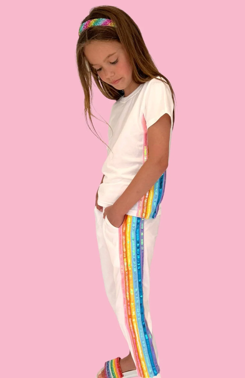 Lola + The Boys Rainbow Sequin Jogger Set