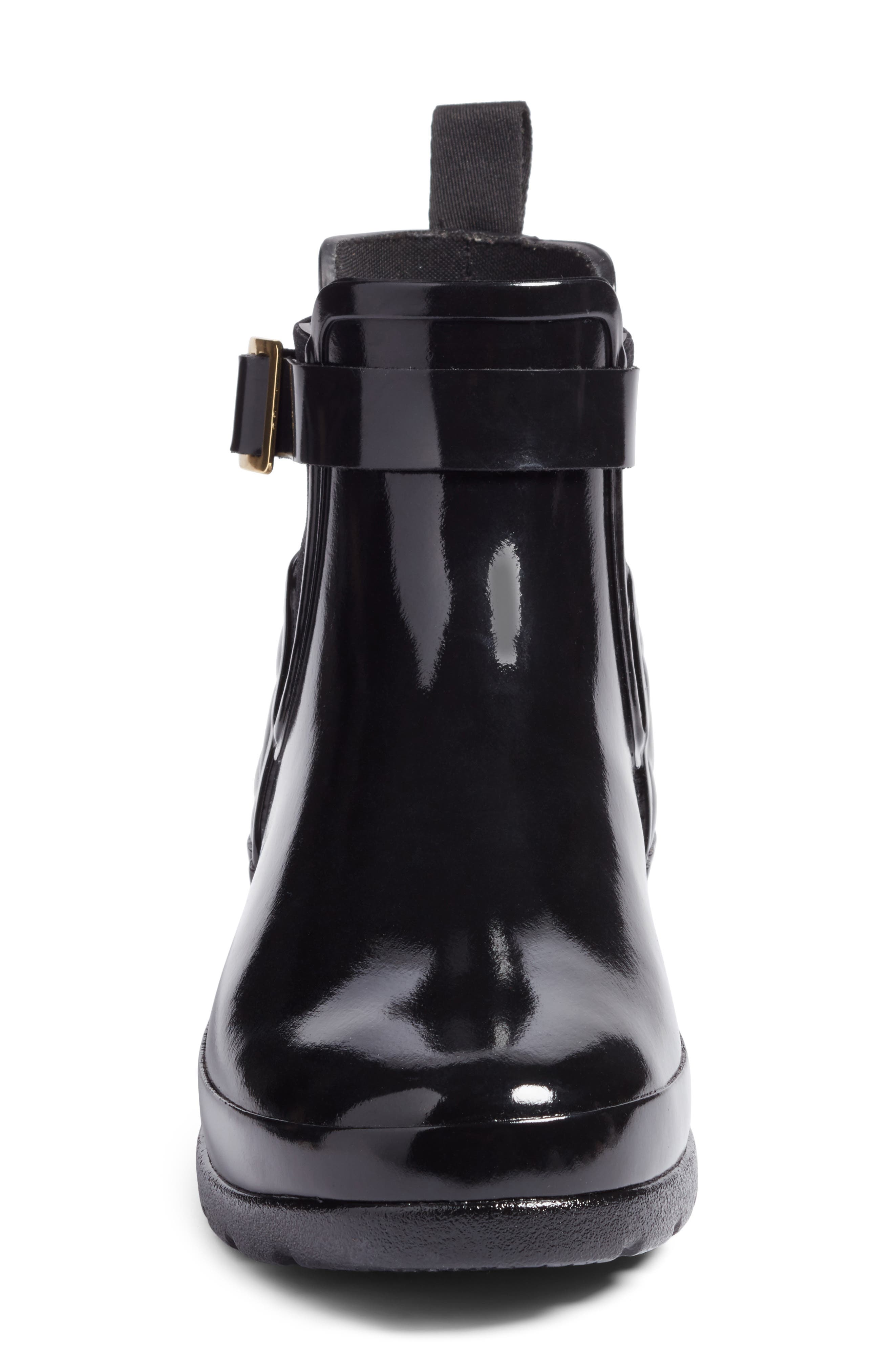 Hunter Original Refined Quilted Gloss Chelsea Waterproof Boot, Alternate, color, Black