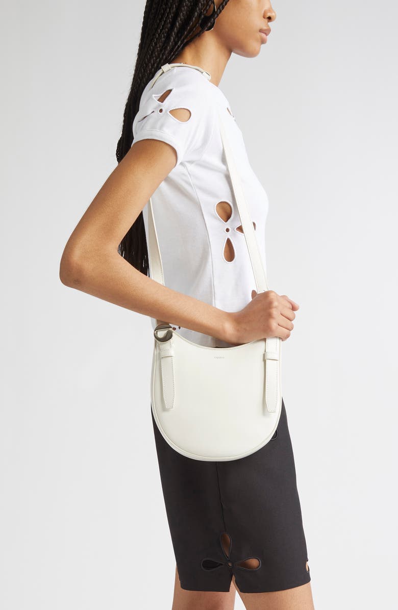 Coperni Mini Belt Strap Leather Hobo Bag, Alternate, color, White