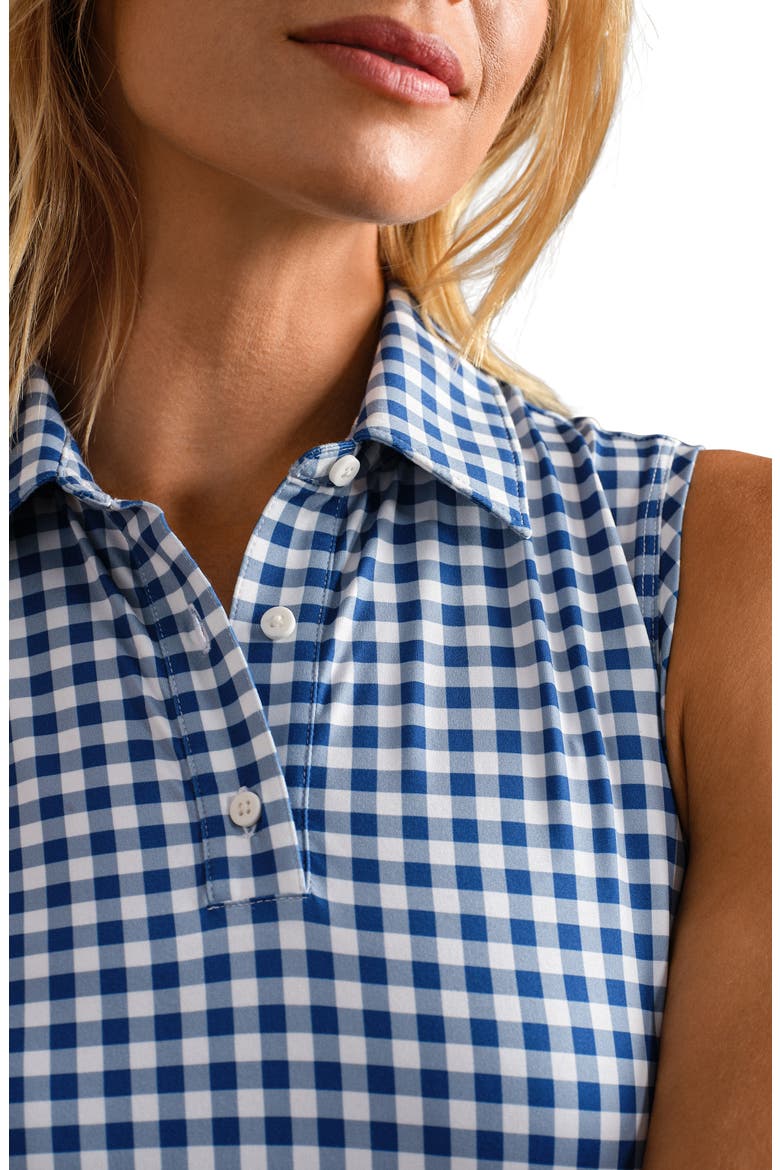 Court Gingham Sleeveless Polo, Alternate, color, DEEP SEA BLUE GINGHAM