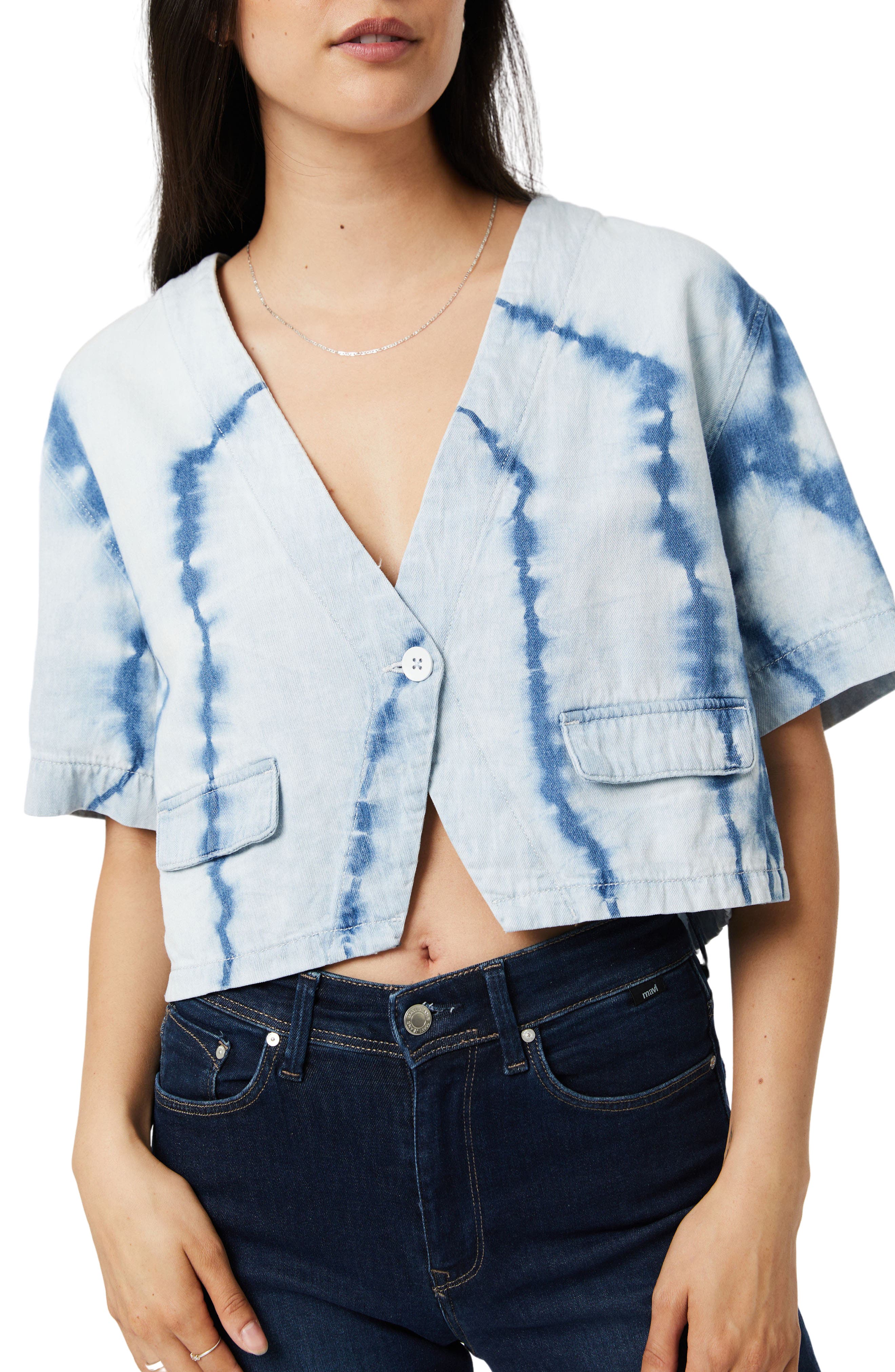 Mavi Jeans Tie Dye Crop Denim Shirt