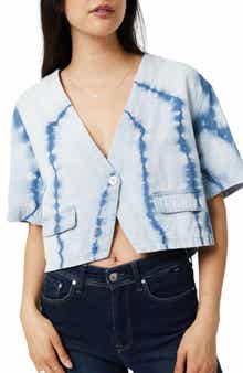 Mavi Jeans Tie Dye Crop Denim Shirt