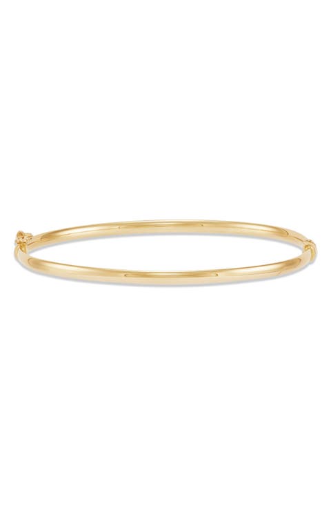14K Yellow Gold Hollow Hinged Bangle Bracelet