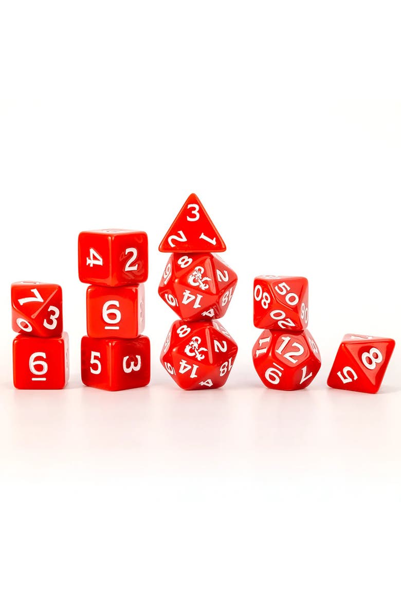 D&D New Adventurer Dice Set, Red 11 Oversized Rpg Dice, Alternate, color, Red