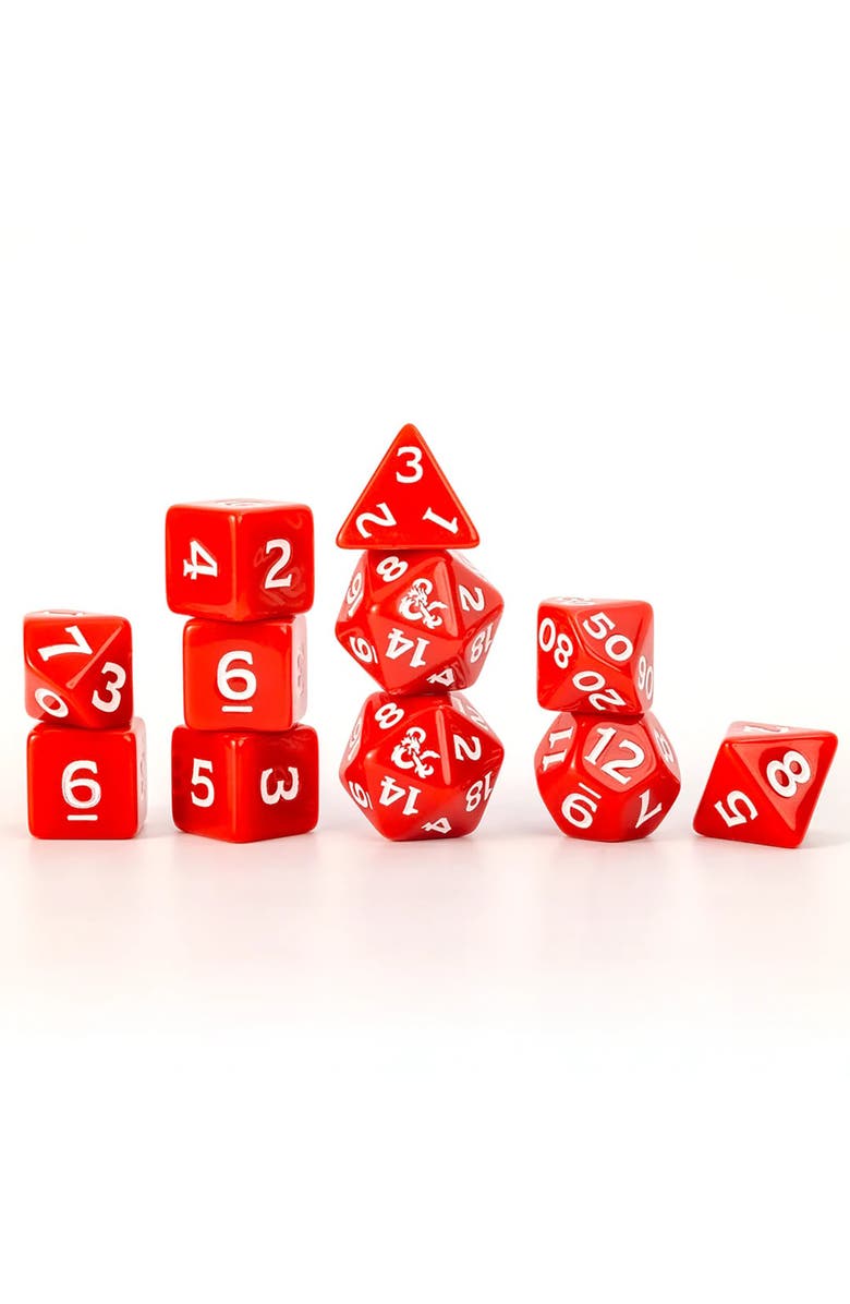 Dungeons & Dragons D&D New Adventurer Dice Set, Red 11 Oversized Rpg Dice, Alternate, color, Red