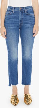 MOTHER High Waist Rider Fray Step Hem Ankle Jeans