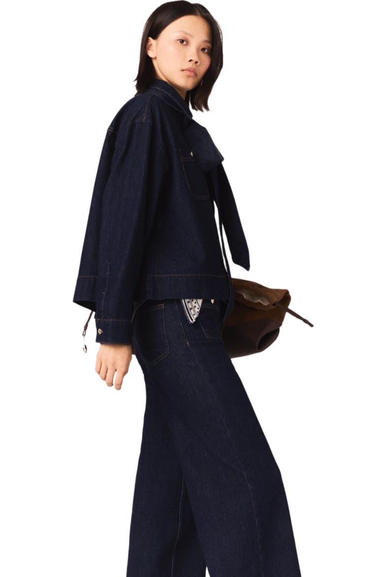 Denim jacket with bow, Alternate, color, Navy