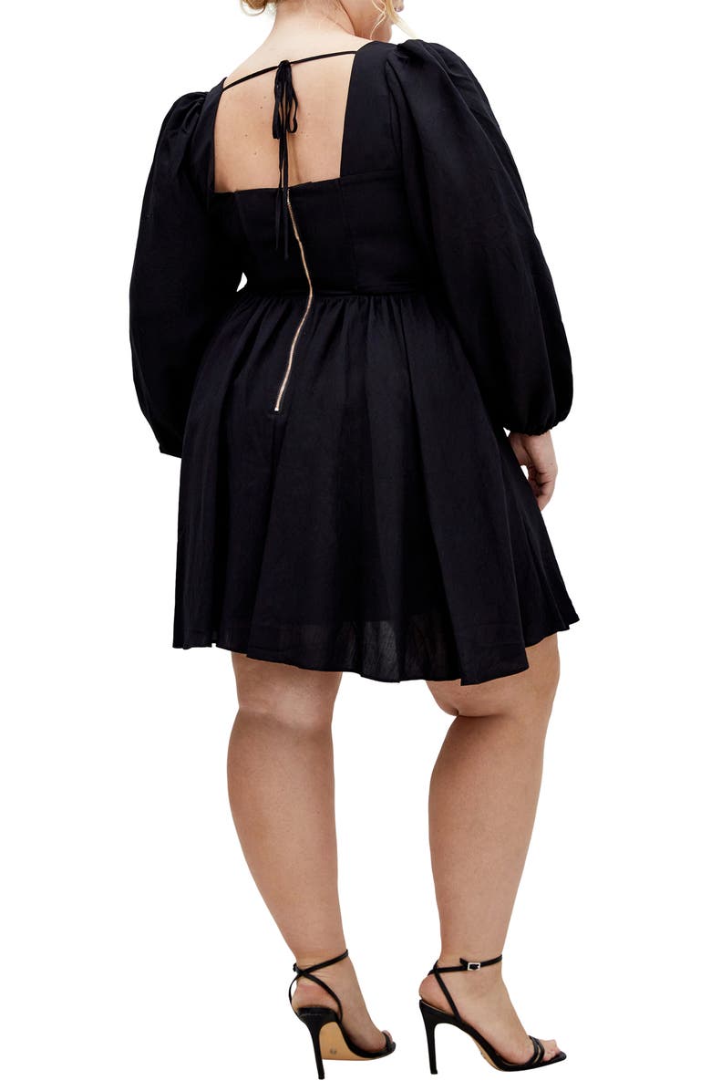 City Chic Cordelia Long Sleeve Minidress, Alternate, color, Black