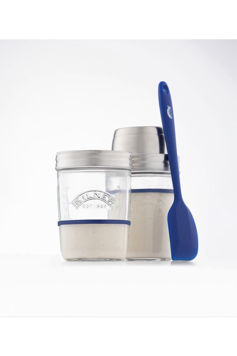 Sourdough Starter Set, 2 Glass Jars with Spatula and Measuring Markers, Alternate, color, Clear