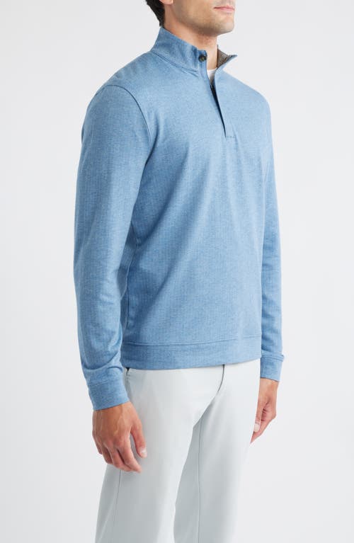 Johnnie-o Rubin Herringbone Quarter Zip In Blue