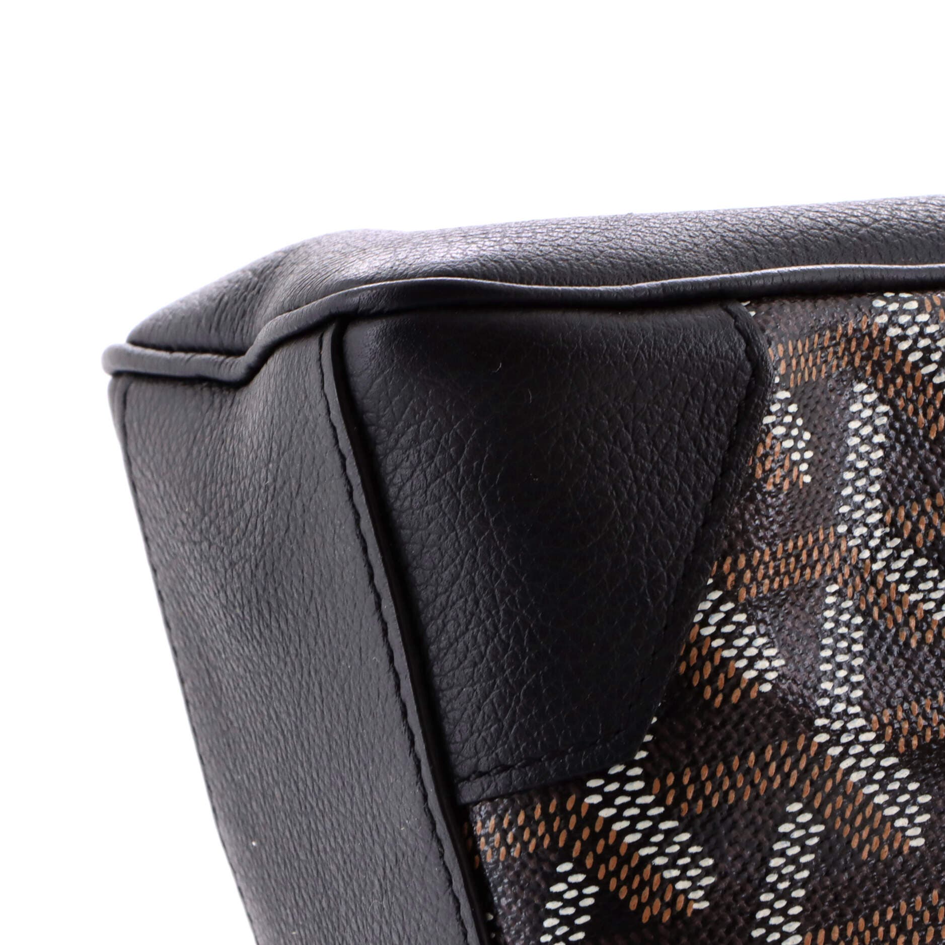 Pre-Owned Goyard Saigon Top Handle Bag Coated Canvas with Leather Mini, Alternate, color, Black