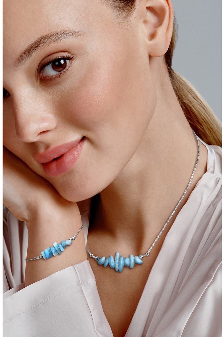 Aquamarine Fancy Bead Necklace & Bracelet Set, Alternate, color, BLUE