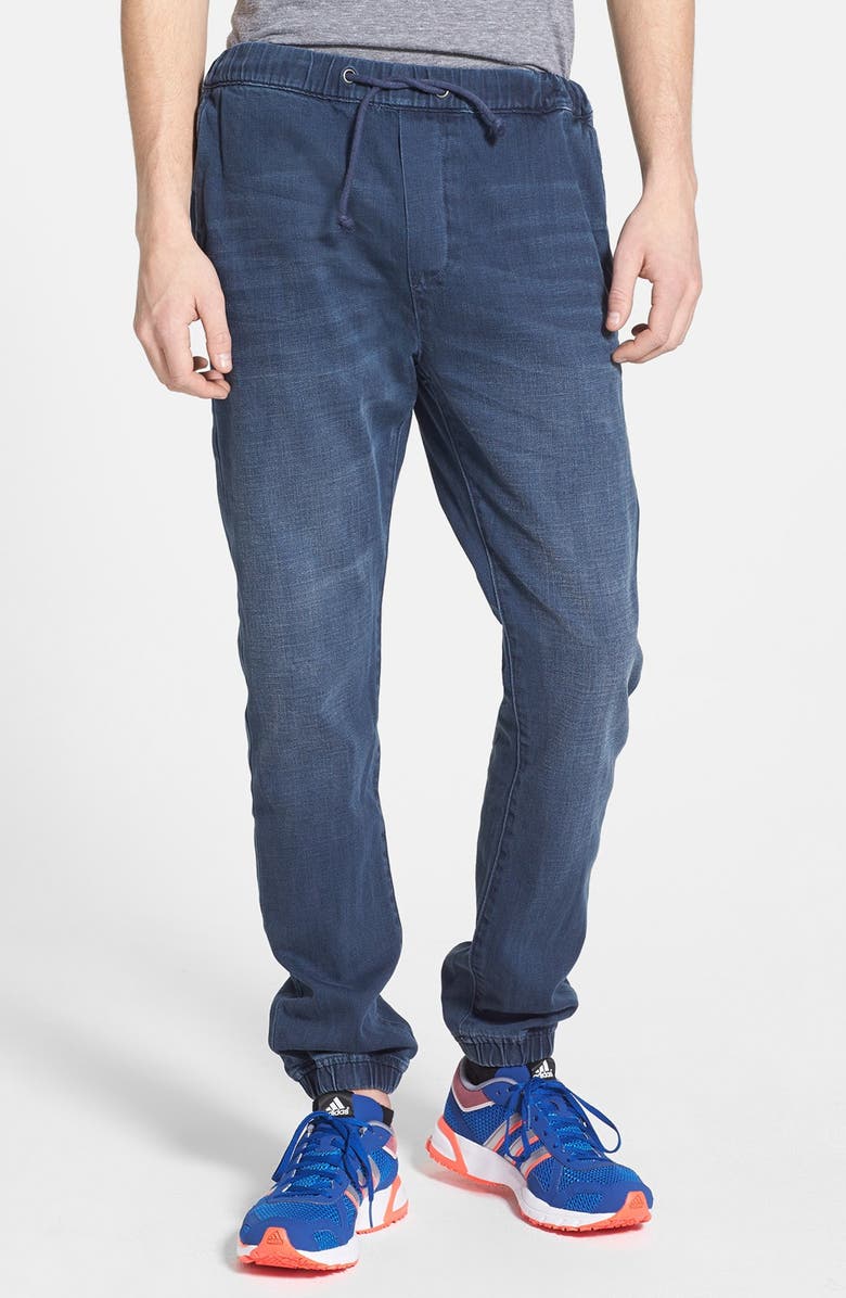 Topman Denim Jogger Sweatpants, Main, color,
