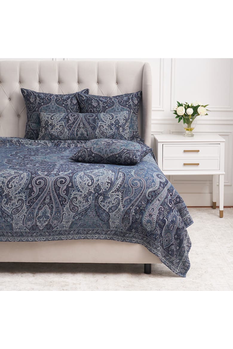Suman Navy Queen Coverlet, Alternate, color, Blue