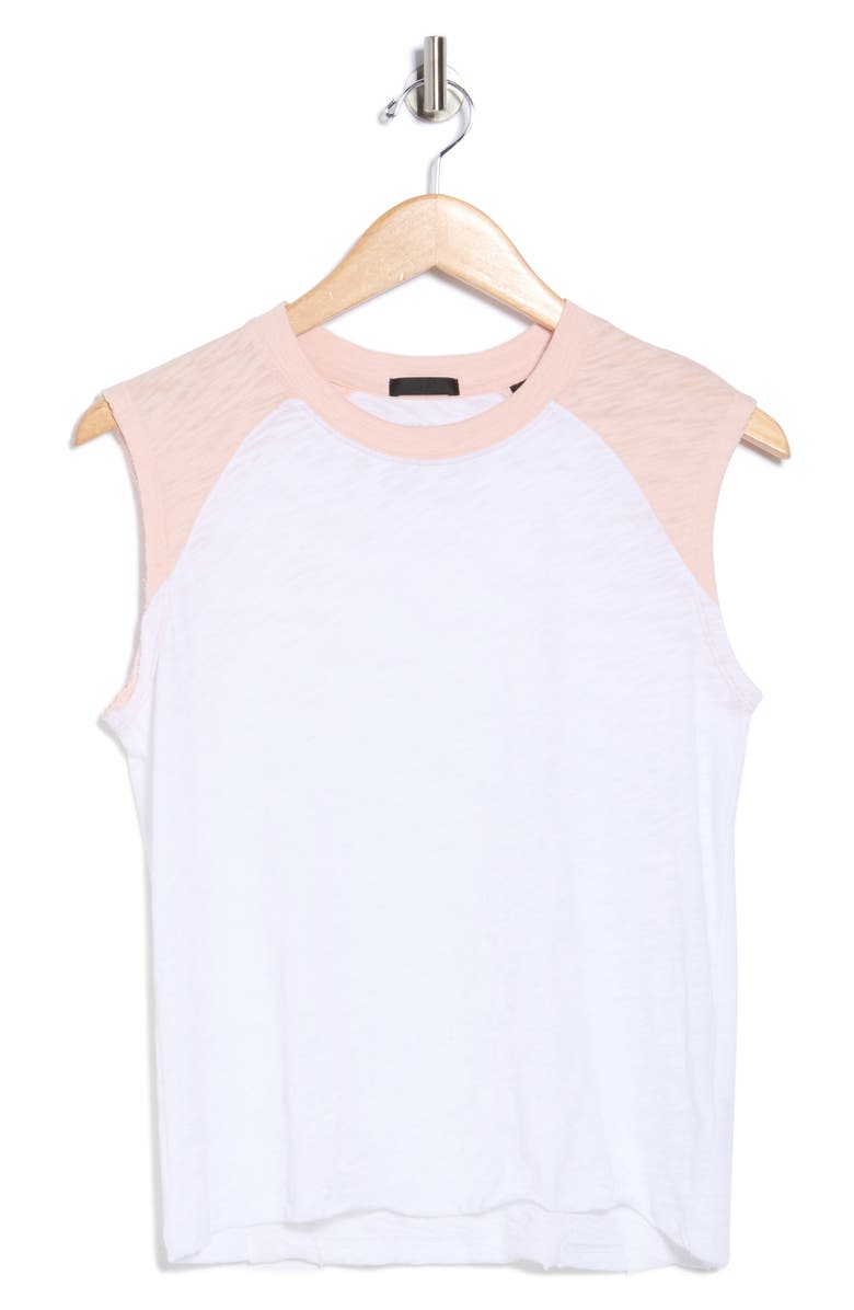 ATM Anthony Thomas Melillo Slub Cotton Jersey Sleeveless Baseball T-Shirt, Alternate, color, White / Oyster Pink