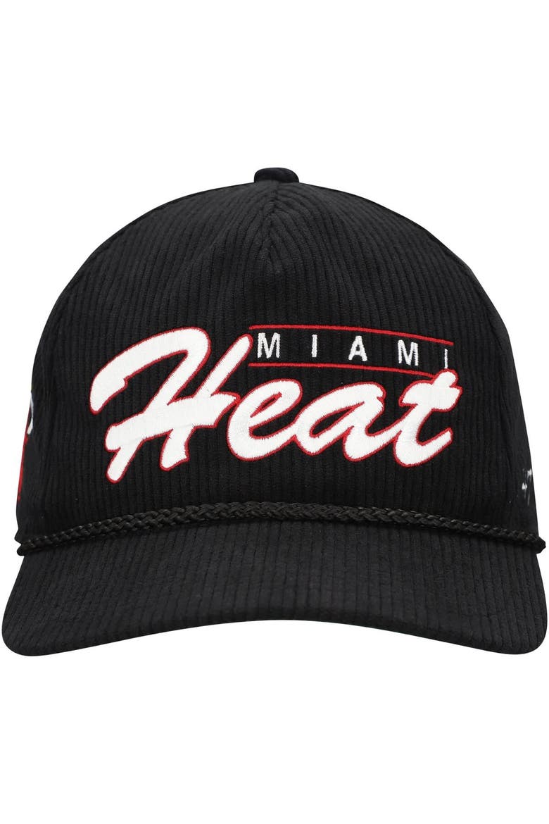 Men's '47  Black Miami Heat Double Header Sidepatch Cord Hitch Adjustable Hat, Alternate, color, Black