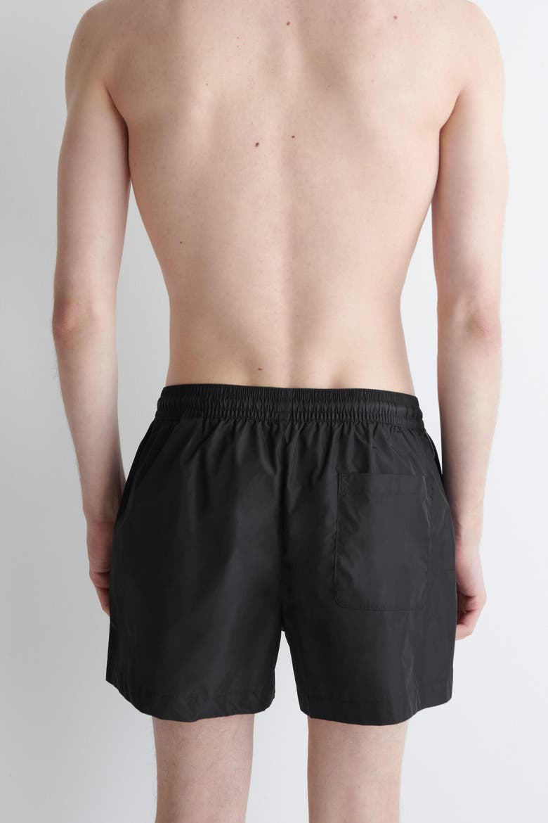 Stripe-detail Swim Trunks, Alternate, color, BLACK