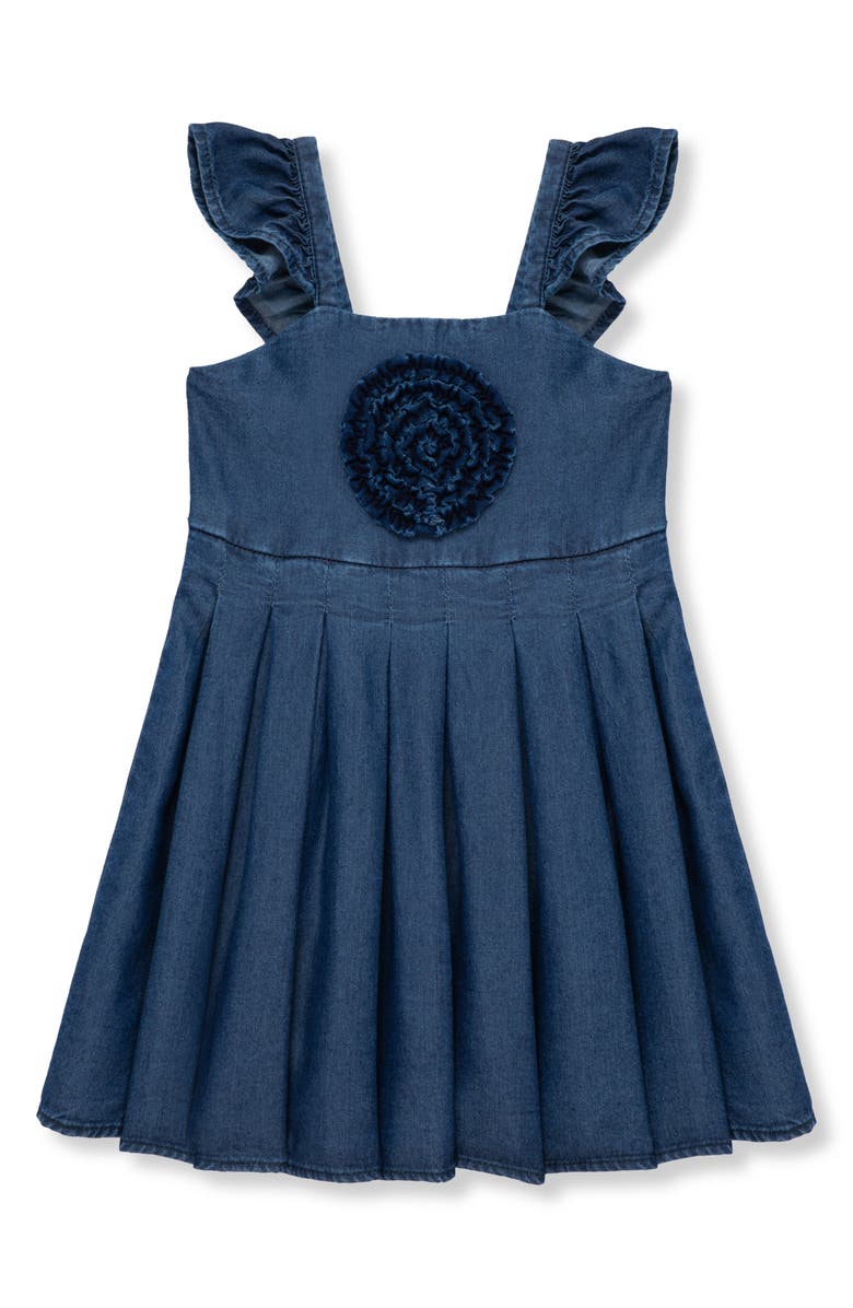 Habitual Kids Kids' Rosette Stretch Denim Dress, Main, color, 