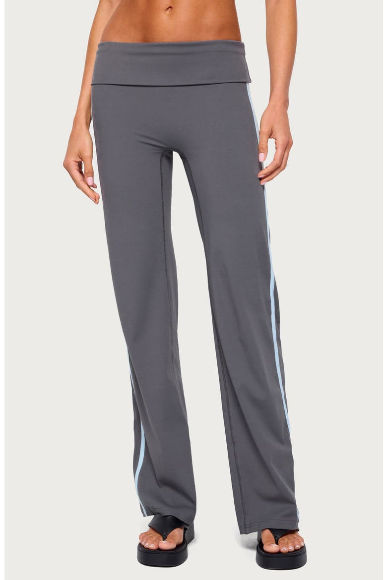 Anica Stripe Foldover Pants, Main, color, CHARCOAL